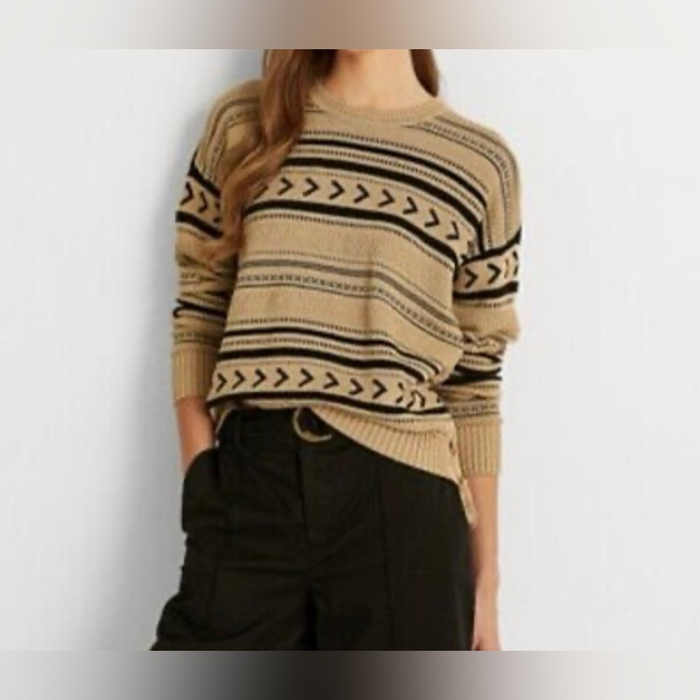 Ralph lauren Tan and Black Patterned Sweater Size XS